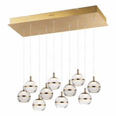 ET2 Swank LED 10-Light Linear Pendant - Natural Aged Brass - E24599-93NAB ET2 Swank LED 10-Light Linear Pendant - Natural Aged Brass - E24599-93NAB