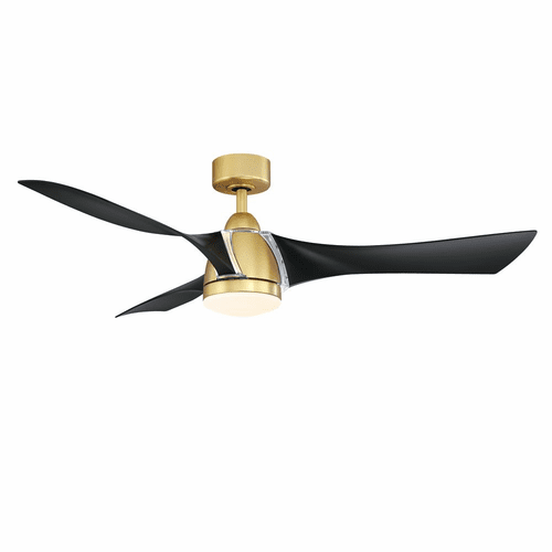 Fanimation Klear 56" Ceiling Fan w/ BL Blades - Brushed Satin Brass - FPD6858BSBL