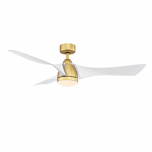 Fanimation Klear 56" Ceiling Fan w/ MW Blades - Brushed Satin Brass - FPD6858BSMW