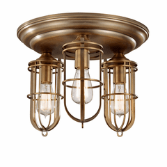 Feiss 3-LT Urban Renewal Flush Mount - Dark Antique Brass - FM378DAB Feiss 3-LT Urban Renewal Flush Mount - Dark Antique Brass - FM378DAB