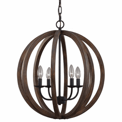 Feiss Allier 4-LT Pendant Fixture - Weathered Oak Wood/Forged Iron - F2935/4WOW/AF Feiss Allier 4-LT Pendant Fixture - Weathered Oak Wood/Forged Iron - F2935/4WOW/AF