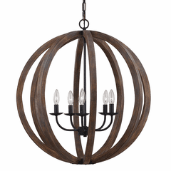 Feiss Allier 5-LT Large Pendant - Weathered Oak Wood / Forged Iron - F2936/5WOW/AF Feiss Allier 5-LT Large Pendant - Weathered Oak Wood / Forged Iron - F2936/5WOW/AF