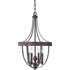 Feiss Alston 4-LT Single Tier Chandelier - Brick/Acorn - F2798/4AF/CBA
