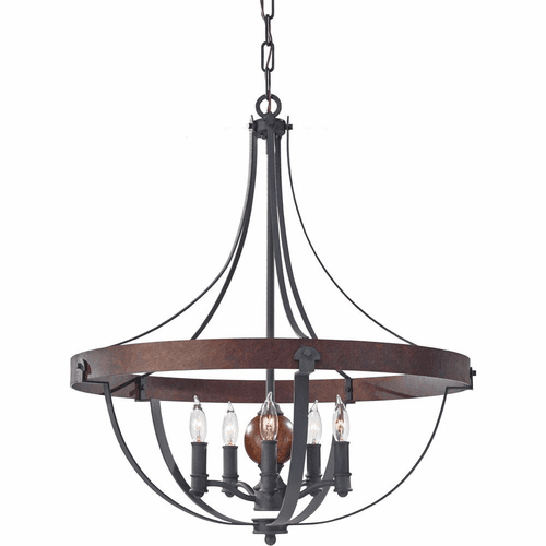 Feiss Alston 5-LT Single Tier Chandelier - Brick/Acorn - F2794/5AF/CBA