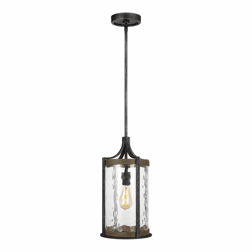 Feiss Angelo 1-LT Pendant - Weathered Oak/Slate Grey Metal - P1511DWK/SGM