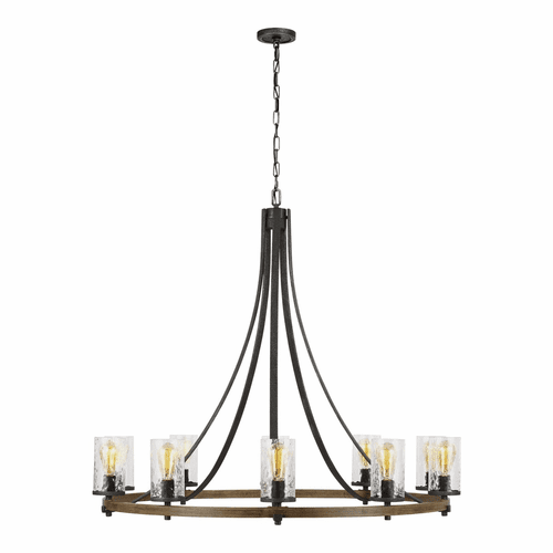 Feiss Angelo 10-LT Chandelier - Weathered Oak/Slate Grey Metal - F3137/10DWK/SGM