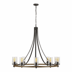 Feiss Angelo 10-LT Chandelier - Weathered Oak/Slate Grey Metal - F3137/10DWK/SGM