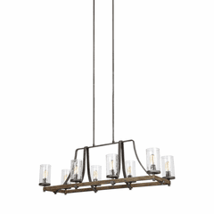 Feiss Angelo 8-LT Island Chandelier - Weathered Oak - F3136/8DWK/SGM