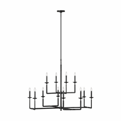 Feiss Ansley 12-LT Multi-Tier Chandelier - Aged Iron - F3290/12AI