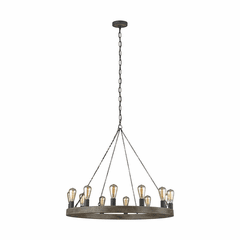 Feiss Avenir 12-LT Chandelier - Weathered Oak Wood / Forged Iron - F3932/12WOW/AF Feiss Avenir 12-LT Chandelier - Weathered Oak Wood / Forged Iron - F3932/12WOW/AF
