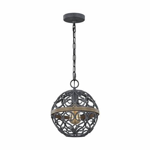 Feiss Avila 1-LT Pendant - Weathered Zinc/Weathered Oak - P1471WZC/WOW