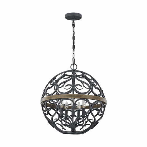 Feiss Avila 5-LT Chandelier - Weathered Zinc/Weathered Oak - F3220/5WZC/WOW