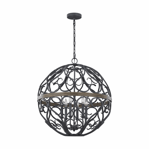 Feiss Avila 6-LT Chandelier - Weathered Zinc/Weathered Oak - F3219/6WZC/WOW