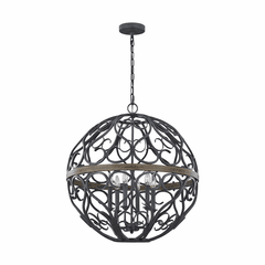 Feiss Avila 6-LT Chandelier - Weathered Zinc/Weathered Oak - F3219/6WZC/WOW
