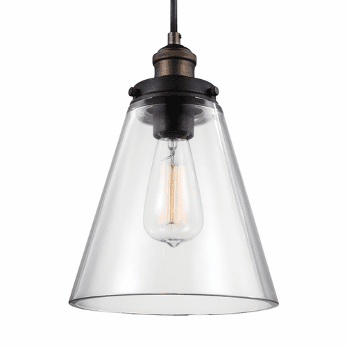 Feiss Baskin 1-LT Pendant - Painted Aged Brass/Dark Weathered Zinc - P1347PAGB/DWZ