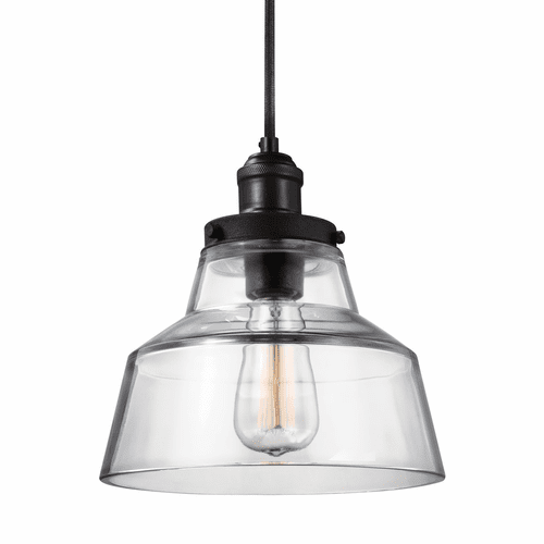 Feiss Baskin 1-LT Pendant - Painted Aged Brass/Dark Weathered Zinc - P1348PAGB/DWZ