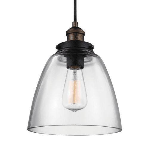 Feiss Baskin 1-LT Pendant - Painted Aged Brass/Dark Weathered Zinc - P1349PAGB/DWZ