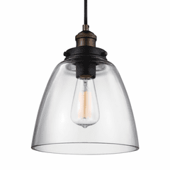 Feiss Baskin 1-LT Pendant - Painted Aged Brass/Dark Weathered Zinc - P1349PAGB/DWZ