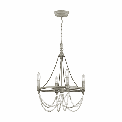 Feiss Beverly 4-LT Chandelier - French Washed Oak/White - F3331/4FWO/DWW