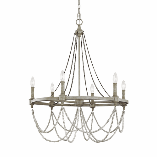 Feiss Beverly 6-LT Chandelier - French Washed Oak/White - F3132/6FWO/DWW