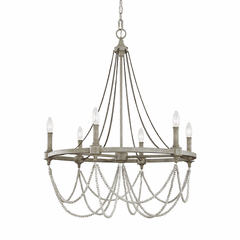 Feiss Beverly 6-LT Chandelier - French Washed Oak/White - F3132/6FWO/DWW