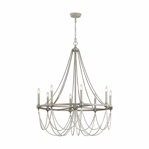 Feiss Beverly 8-LT Chandelier - French Washed Oak/White - F3332/8FWO/DWW