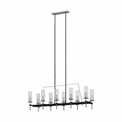 Feiss Broderick 10-LT Linear Chandelier - Textured Black / Chrome - F3227/10TXB/CH Feiss Broderick 10-LT Linear Chandelier - Textured Black / Chrome - F3227/10TXB/CH