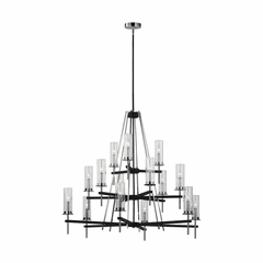 Feiss Broderick 15-LT Large Chandelier - Textured Black / Chrome - F3228/15TXB/CH Feiss Broderick 15-LT Large Chandelier - Textured Black / Chrome - F3228/15TXB/CH