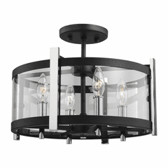 Feiss Broderick 4-LT Semi-Flush Mount - Textured Black / Chrome - SF347TXB/CH