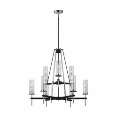 Feiss Broderick 9-LT Multi-Tier Chandelier - Textured Black/Chrome - F3226/9TXB/CH Feiss Broderick 9-LT Multi-Tier Chandelier - Textured Black/Chrome - F3226/9TXB/CH