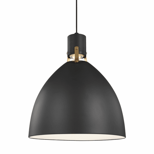 Feiss Brynne 1-LT LED Pendant - Matte Black / Chrome - P1443MB-L1