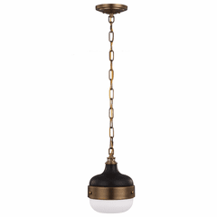 Feiss Cadence 1-LT Mini-Pendant - Dark Antique Brass / Matte Black - P1282DAB/MB