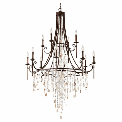 Feiss Cascade 12-LT Multi-Tier Chandelier - Heritage Bronze - F2661/8+4HTBZ