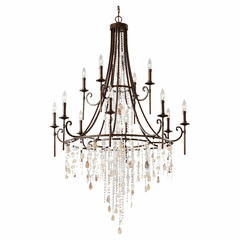 Feiss Cascade 12-LT Multi-Tier Chandelier - Heritage Bronze - F2661/8+4HTBZ