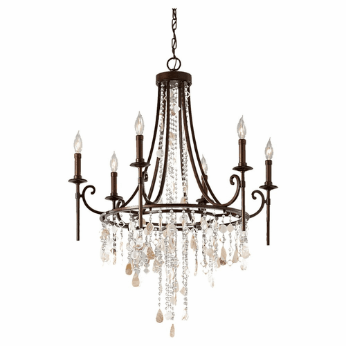 Feiss Cascade 6-LT Single Tier Chandelier - Heritage Bronze - F2660/6HTBZ