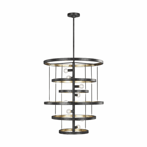 Feiss Celeste 8-LT Multi-Tier Chandelier - Aged Iron - F3341/8AI/ADB