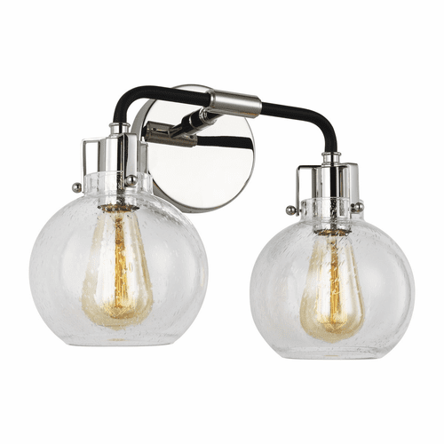 Feiss Clara 2-LT Vanity - Polished Nickel/Textured Black - VS24402PN/TXB