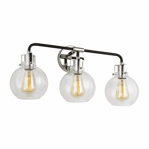 Feiss Clara 3-LT Vanity - Polished Nickel/Textured Black - VS24403PN/TXB