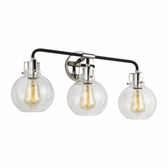 Feiss Clara 3-LT Vanity - Polished Nickel/Textured Black - VS24403PN/TXB