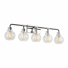 Feiss Clara 5-LT Vanity - Polished Nickel/Textured Black - VS24405PN/TXB