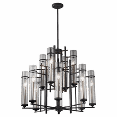 Feiss Ethan 12-LT Multi-Tier Chandelier - Iron/Brushed Steel - F2629/8+4AF/BS Feiss Ethan 12-LT Multi-Tier Chandelier - Iron/Brushed Steel - F2629/8+4AF/BS