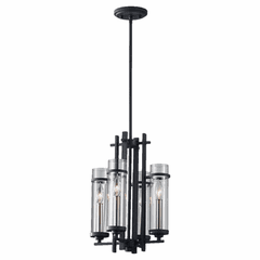 Feiss Ethan 4-LT Small Chandelier - Forged Iron / Brushed Steel - F2627/4AF/BS