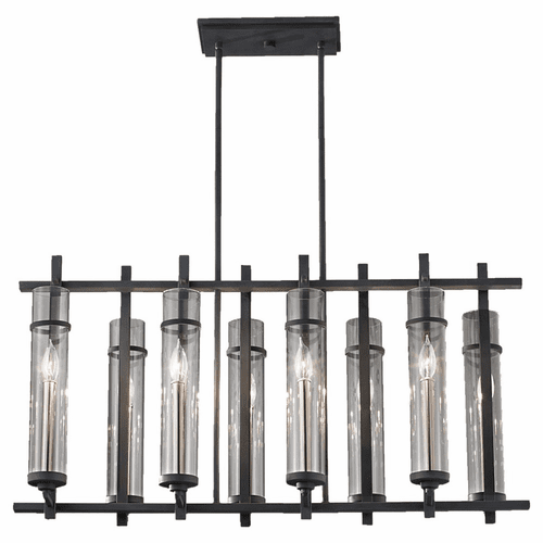Feiss Ethan 8-LT Island Chandelier - Forged Iron / Brushed Steel - F2630/8AF/BS