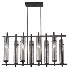 Feiss Ethan 8-LT Island Chandelier - Forged Iron / Brushed Steel - F2630/8AF/BS