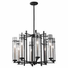 Feiss Ethan 8-LT Single Tier Chandelier - Forged Iron/Brushed Steel - F2628/8AF/BS