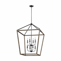 Feiss Gannet 8-LT Multi-Tier Chandelier - Weathered Oak Wood/Iron - F3194/8WOW/AF