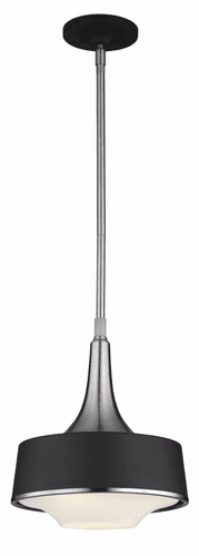 Feiss Holloway 1-Bulb Brushed Steel / Textured Black Pendant - P1285BS/TXB