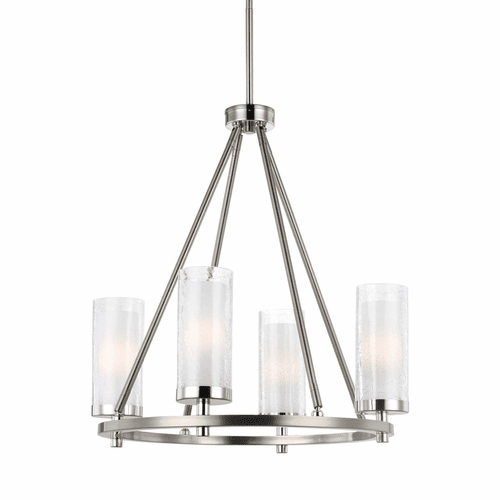 Feiss Jonah 4-LT Chandelier - Satin Nickel / Chrome - F2984/4SN/CH