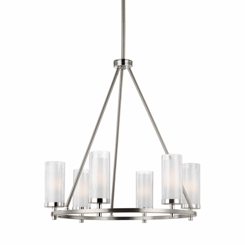 Feiss Jonah 6-LT Chandelier - Satin Nickel / Chrome - F2985/6SN/CH