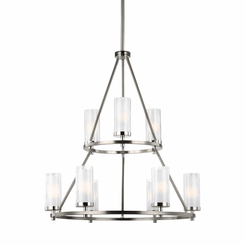 Feiss Jonah 9-LT Two Tier Chandelier - Satin Nickel / Chrome - F2987/9SN/CH